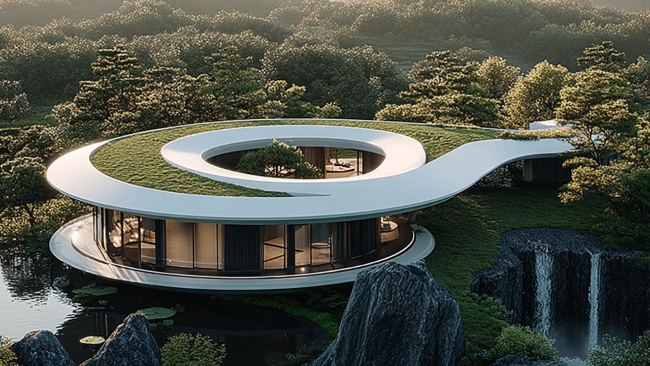 Landscape Futuristic house drawn by AI 8 / lo-fi music