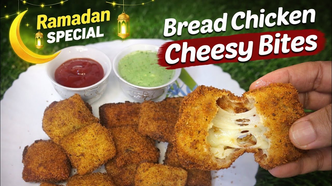 Iftar Special Bread Chicken Cheesy Bites | Easy Crispy Ramadan Snack Recipe🤤😋