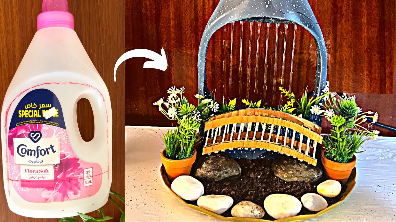 beautiful waterfall fountain making from plastic bottle l घर पर झरना बनाए | DIY Tabletop fountain