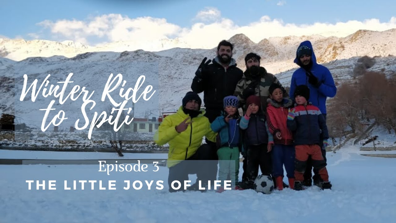 Winter ride to Spiti valley | Episode 3 - riding on snow | Nako frozen lake | playing with kids