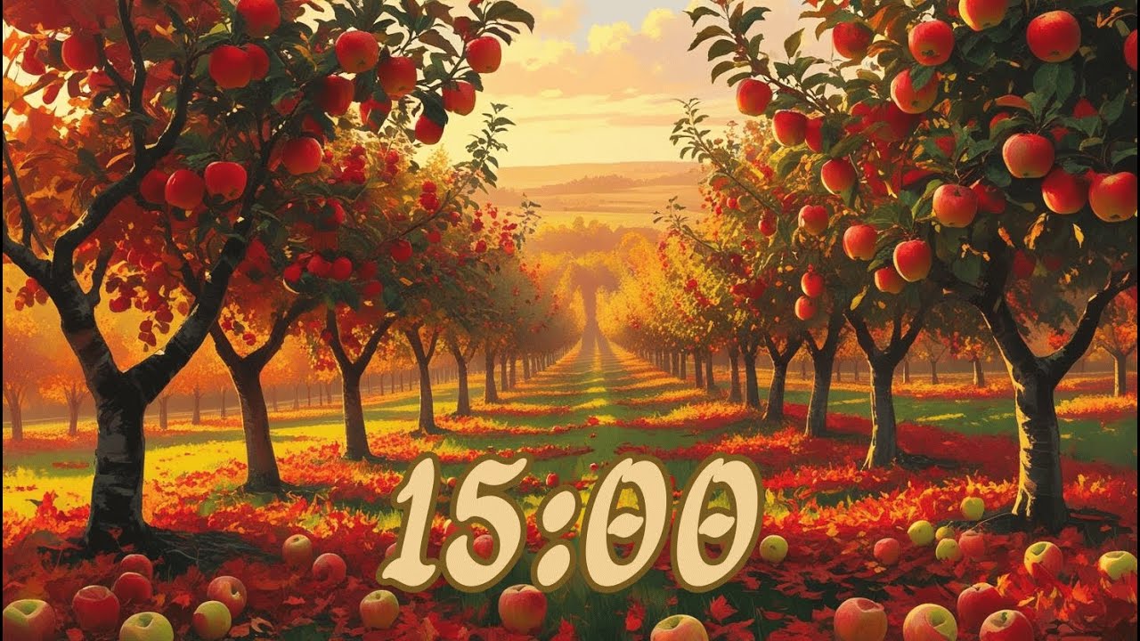 15 Minute Countdown Timer With Music (Smooth Jazz) - Autumn / Fall Apple Orchard