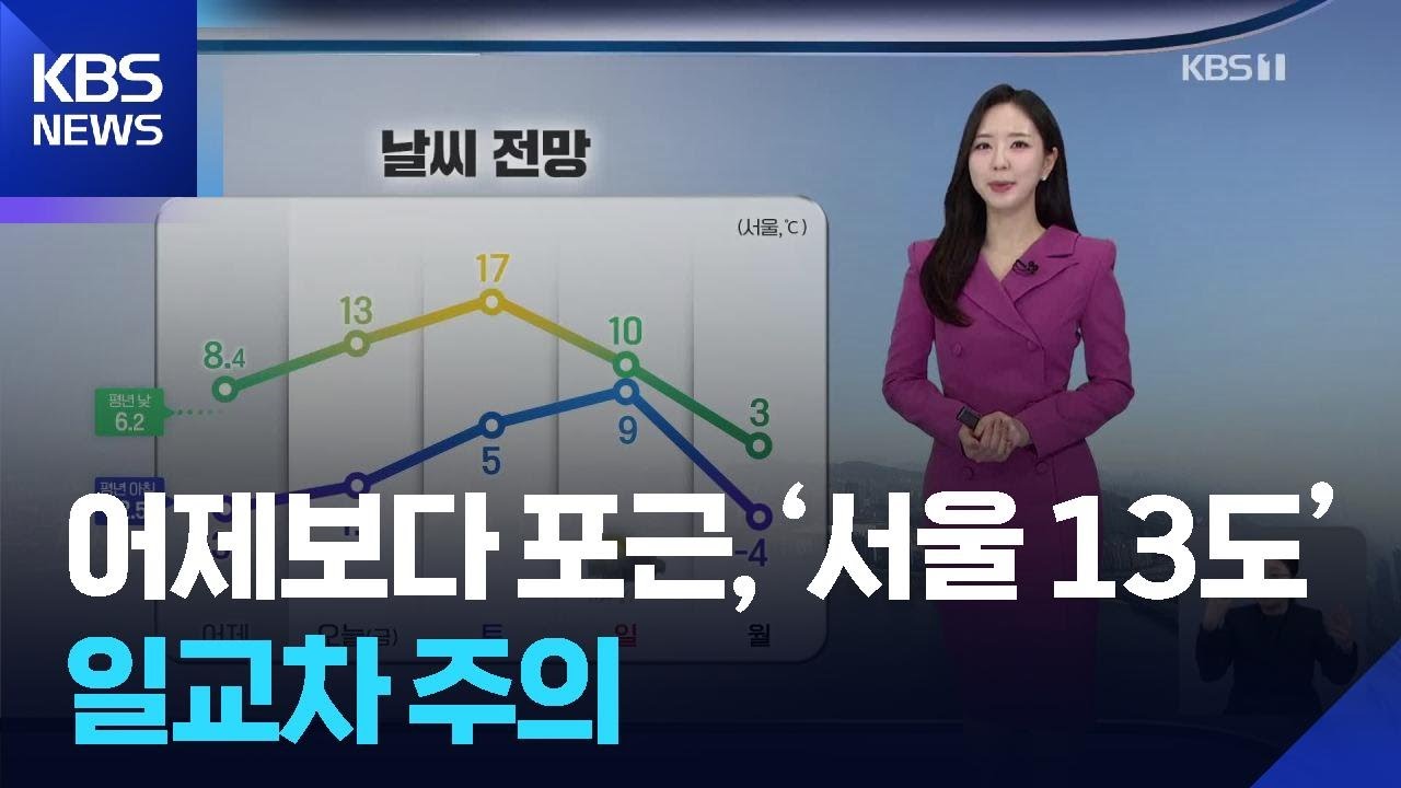 [날씨] 어제보다 포근, ‘서울 13도’…일교차 주의 / KBS  2026.02.20.