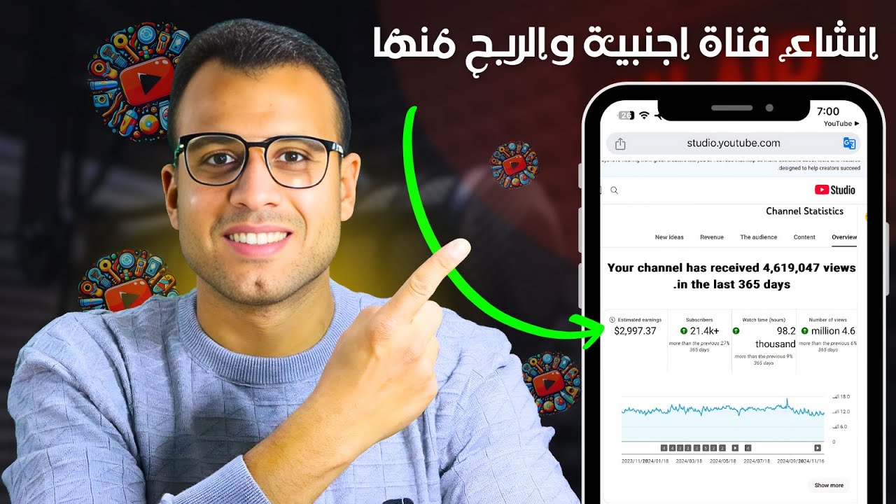 انشاء قناة على اليوتيوب اجنبية من الصفر بالهاتف (فيديوهاتك تظهر مقترحة عند الأجانب)