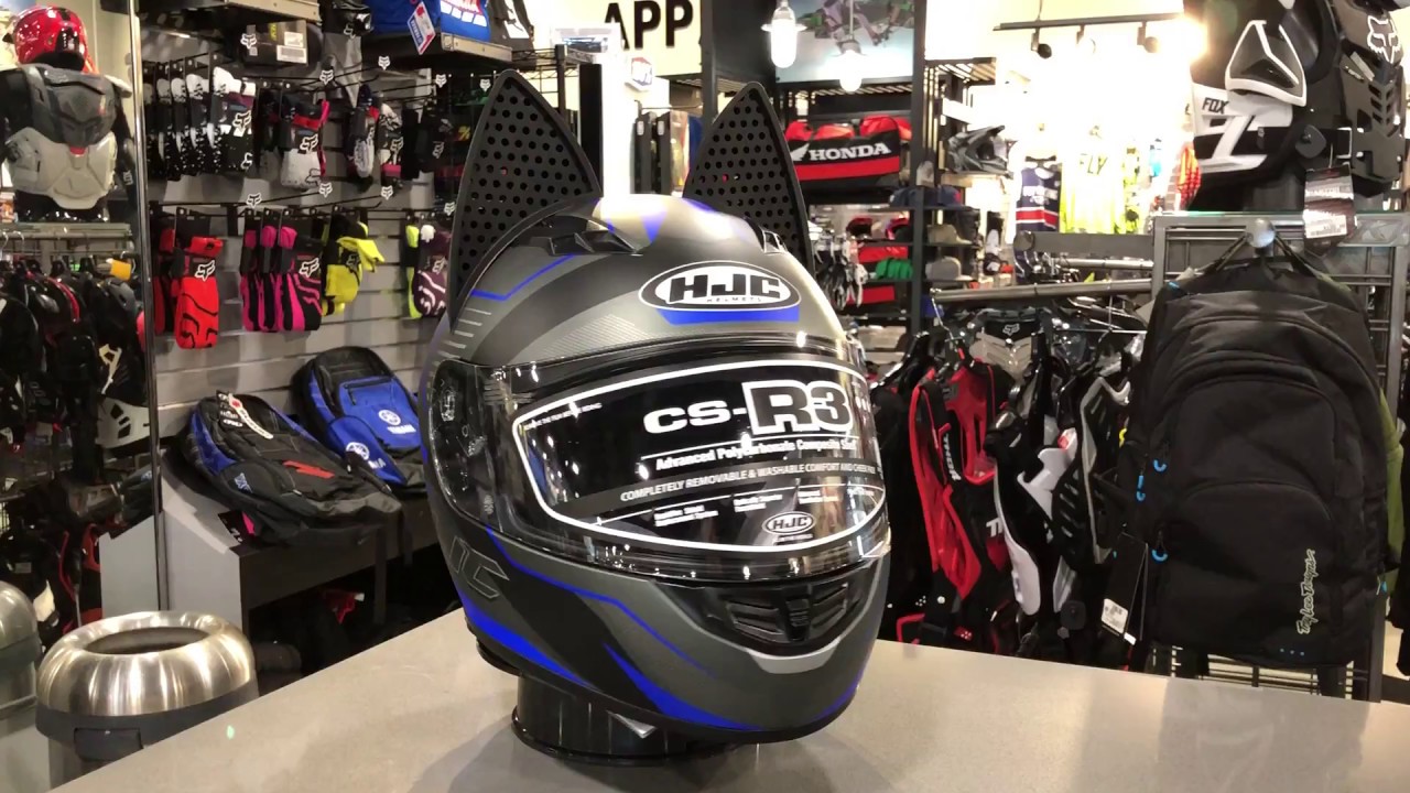 Cat Ears on the HJC CS-R3 Motorcycle Helmet