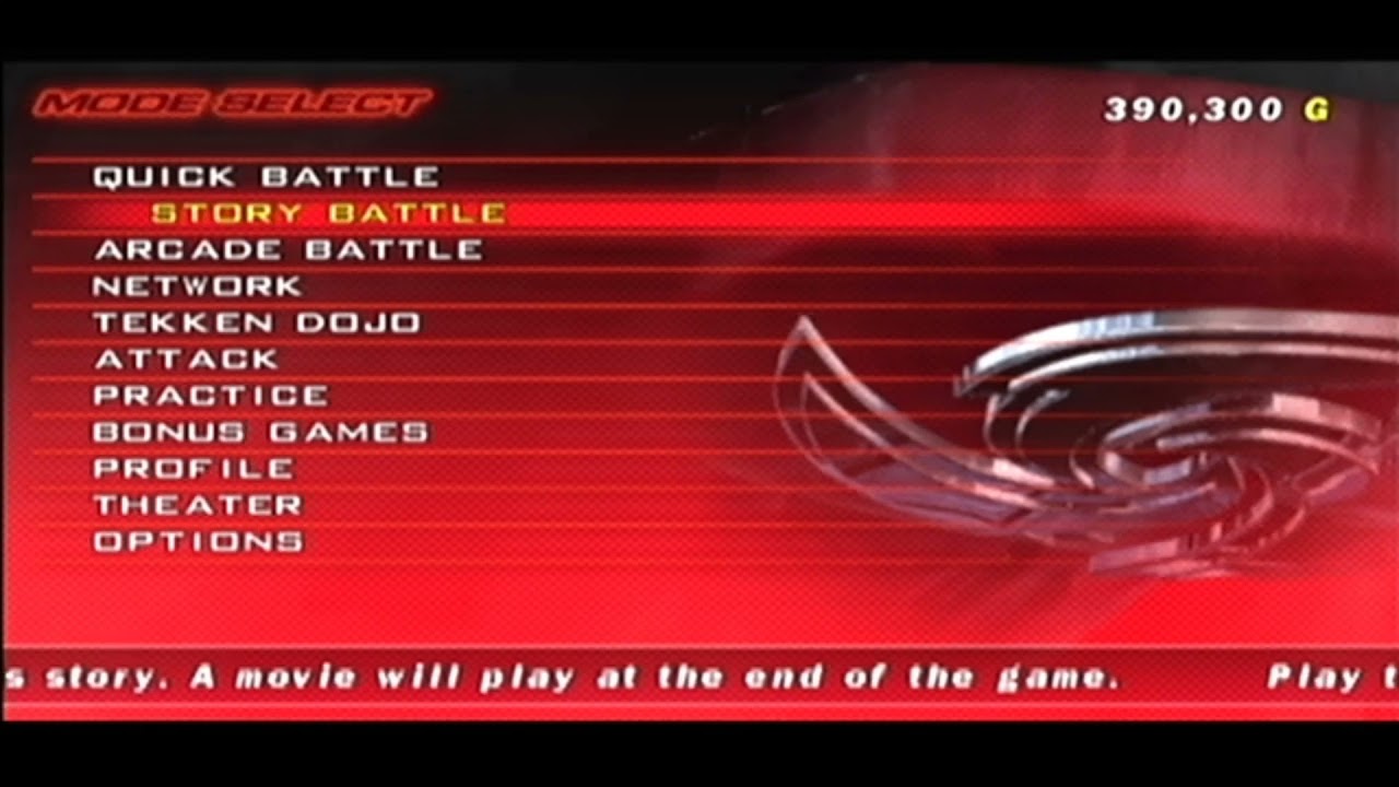 TEKKEN DARK RESURRECTION MAIN MENU
