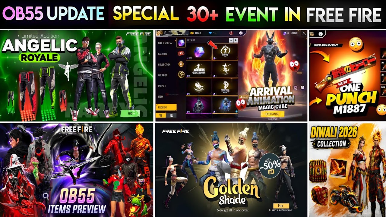 Angelic Pant Return Date 🥳💥| Golden Shade Bundle Return | FF Ob55 Update | Next Universal Ring Event