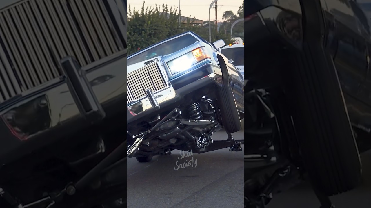 Cadillac Lowrider Tippin&rsquo; in 3 Wheel Motion on Van Nuys Blvd in Los Angeles, California