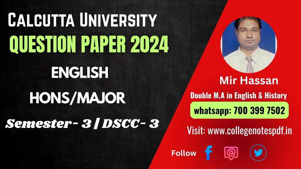 CU 3rd Semester English Honours DSC-3 Question paper 2024
