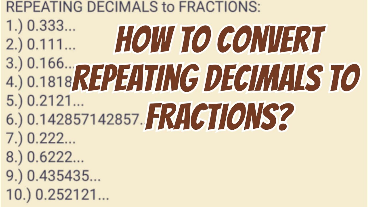 How to convert REPEATING DECIMALS TO FRACTIONS | Math exams | CSE | entrance exams