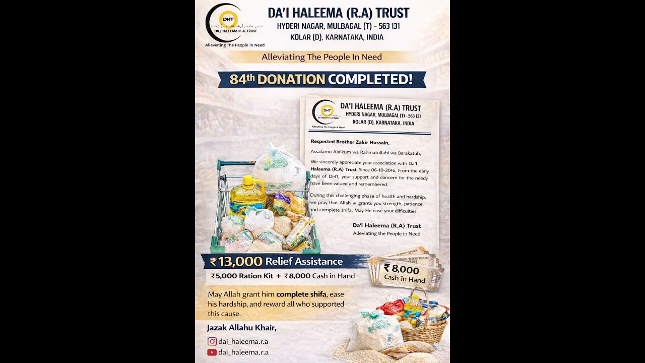 Relief Assistance – Da’i Haleema R.A Trust | Helping Needy in Bangalore 