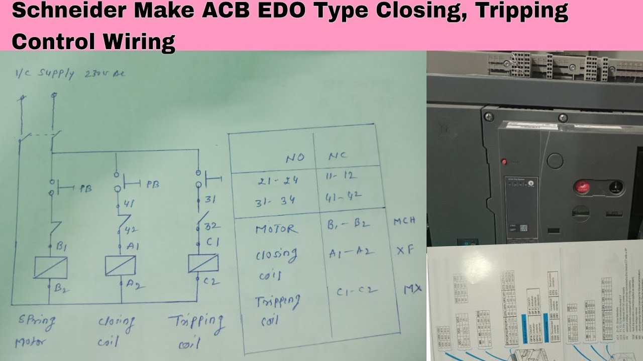 Schneider Make ACB (EDO Type) Closing, Tripping Control Wiring Drawing