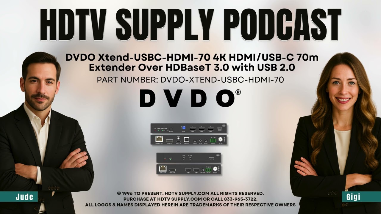 DVDO Xtend-USBC-HDMI-70 4K HDMI/USB-C 70m Extender Over HDBaseT 3.0 with USB 2.0