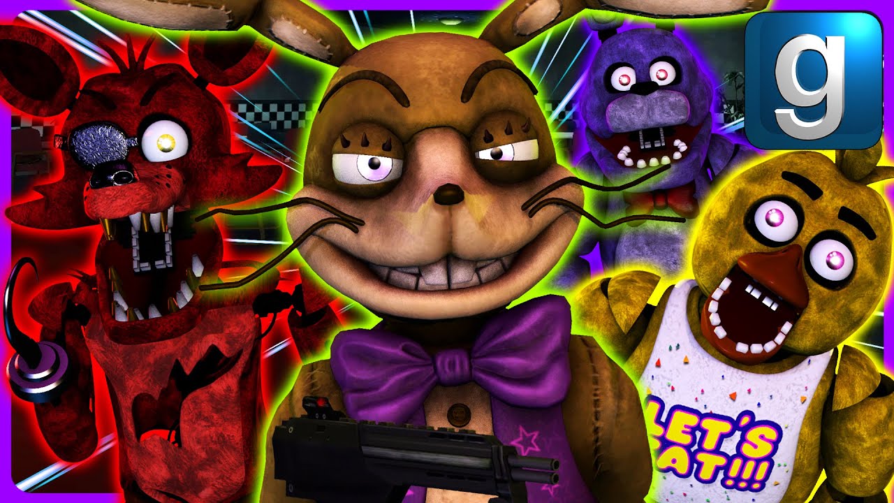 Gmod FNAF | Аниматроники из FNAF 1 преследуют Глитчтрапа!