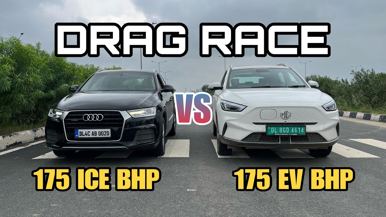AUDI Q3 VS MG ZSEV DRAG RACE ! CAN QUATTRO SAFEGUARD THE ICE ENGINES ?
