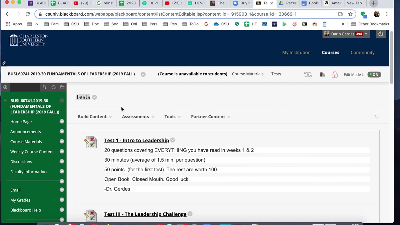 How to create a test in Blackboard