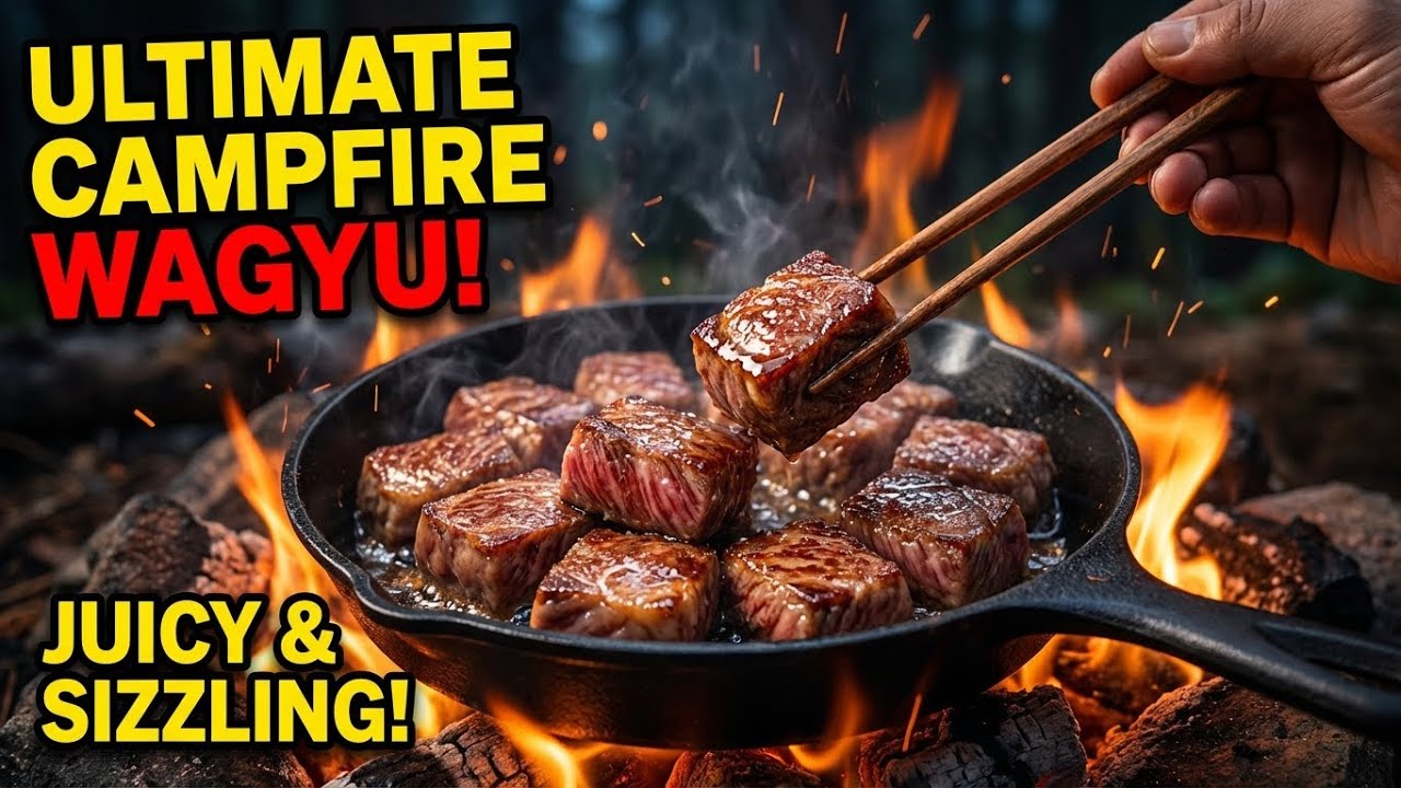 A5 Wagyu Steak Cooked Over Open Fire in the Autumn Forest | Cinematic Outdoor Cooking