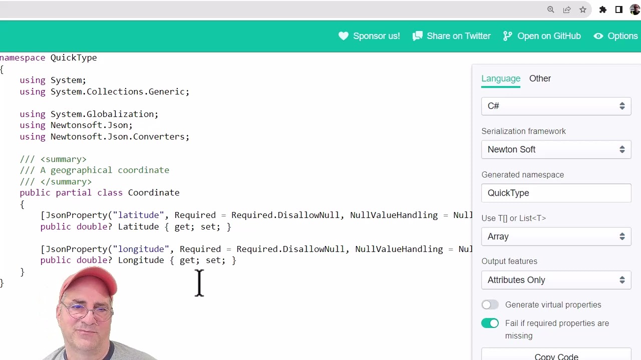 Generate Model schemas and JSON serialization in 20 languages with quicktype