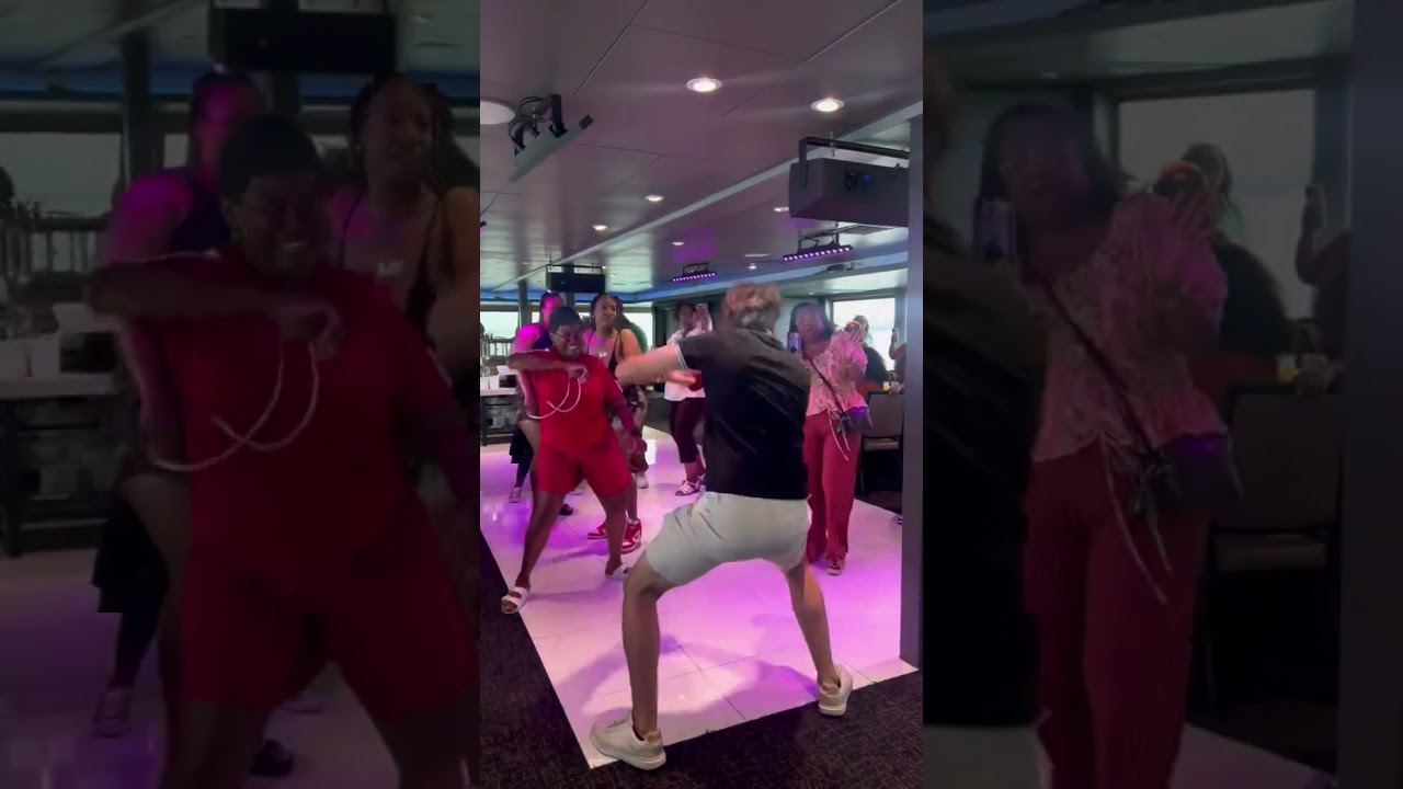 Guy is dancing the percolator on a yacht!