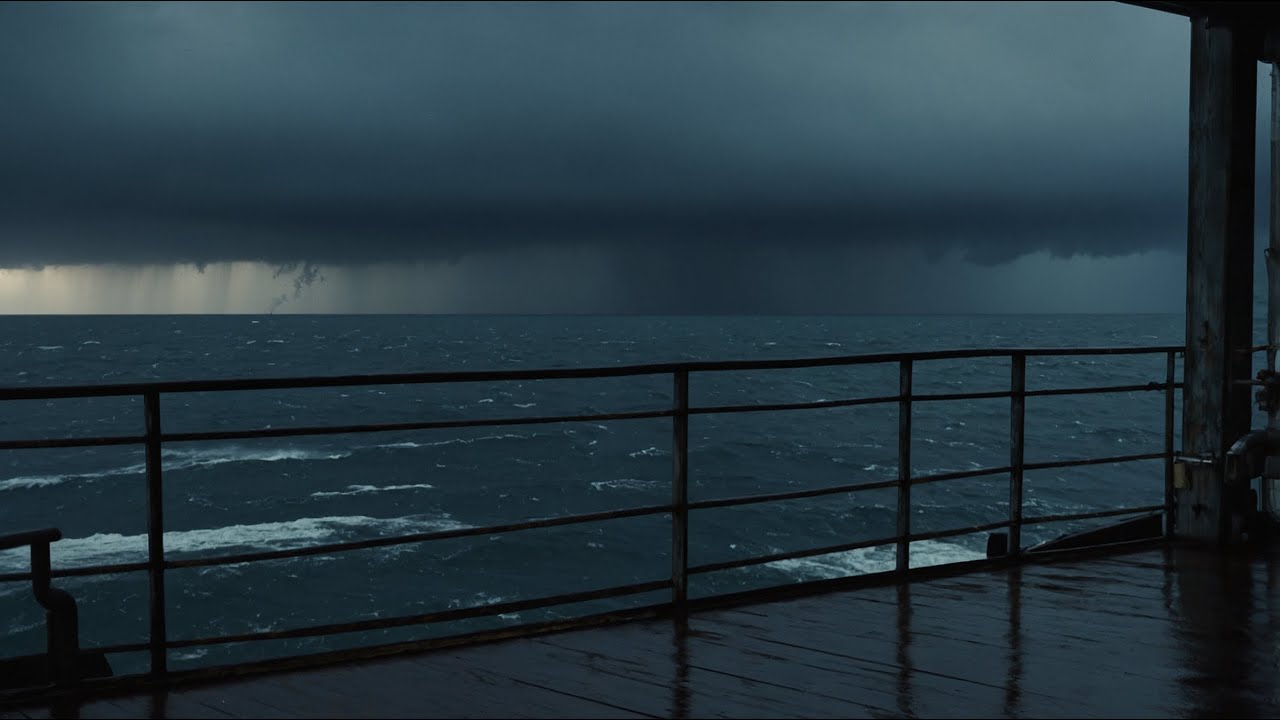 Storm Over the Ocean 🌊⚡ | View from the Ship Deck | Dark Rainy Sea Ambience