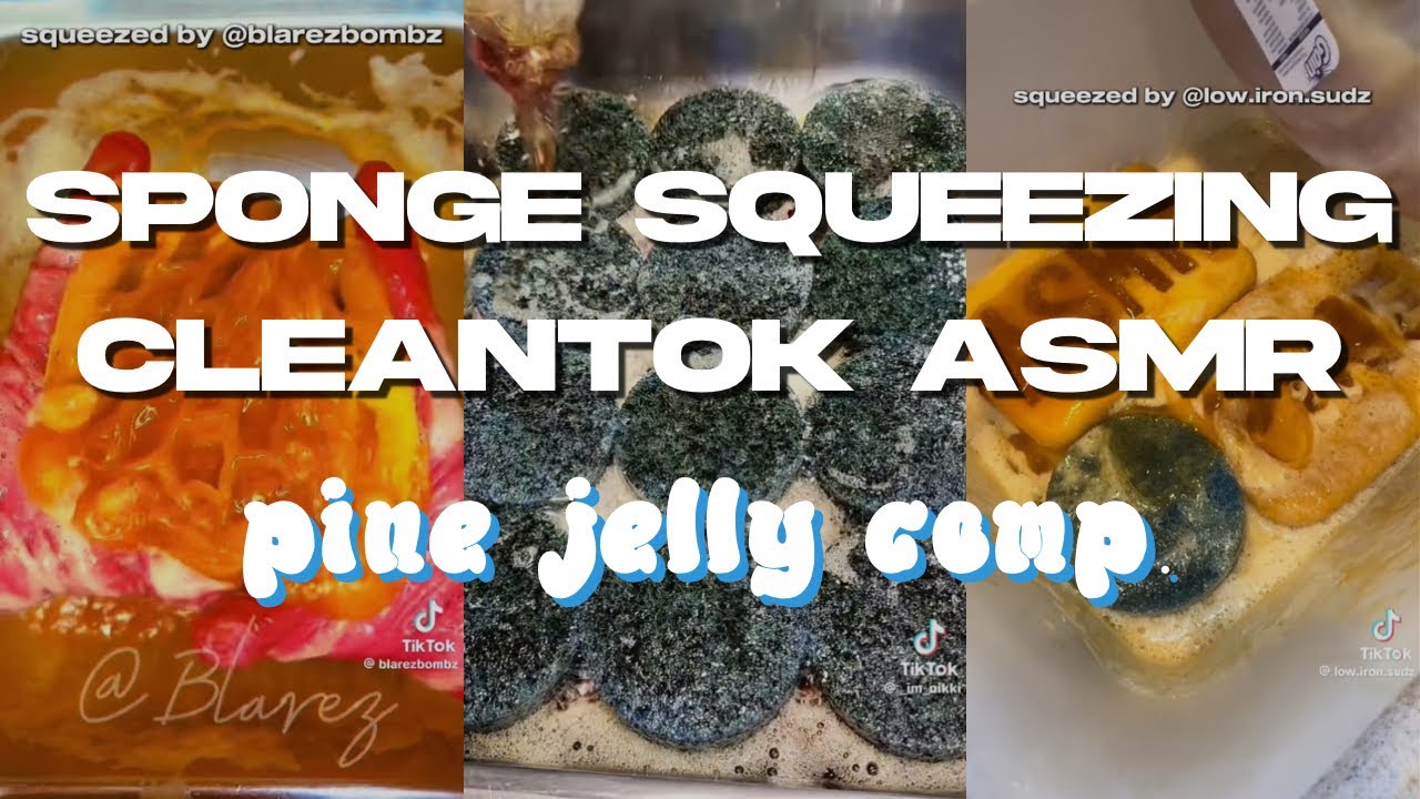 [32MIN] THICK PINE JELLY COMPILATION: PINE-O-PINE AND DISH SOAP | SPONGE SQUEEZING CLEANTOK ASMR