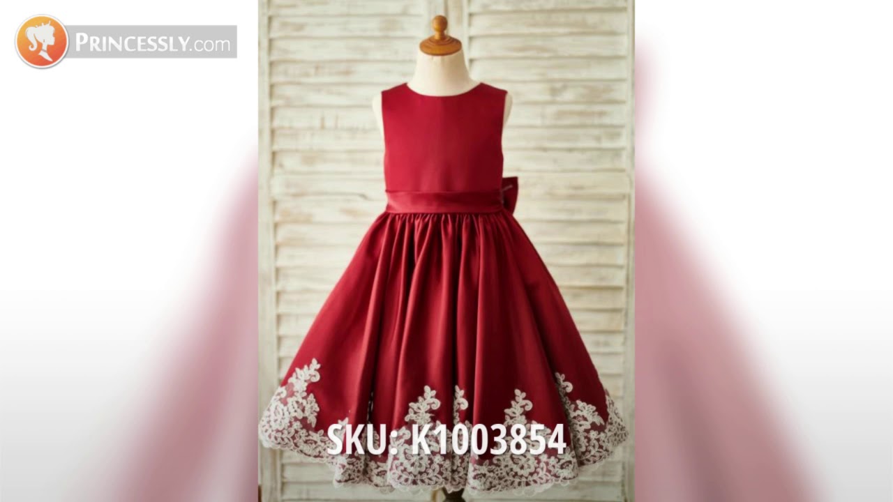 Colorful Satin Flower Girl Dresses with bow | Princessly Dresses