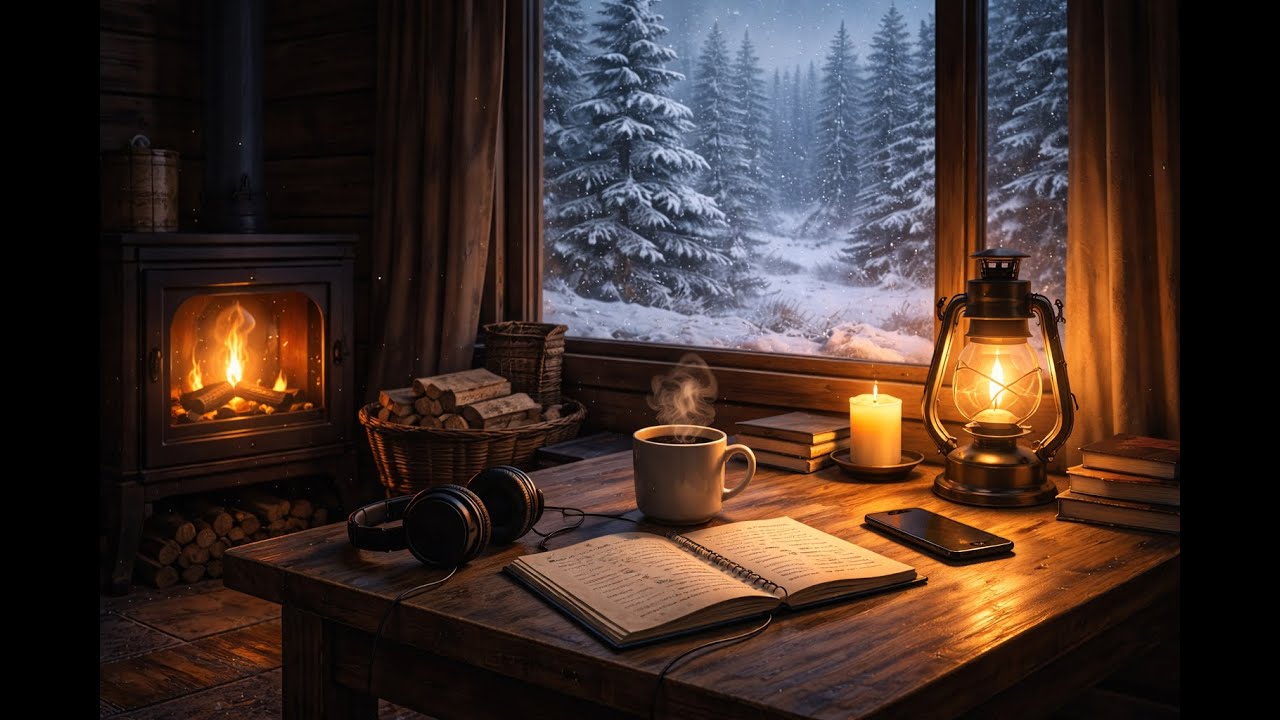 Snowfall by the Fireplace — Cozy Lofi for Warm Focus