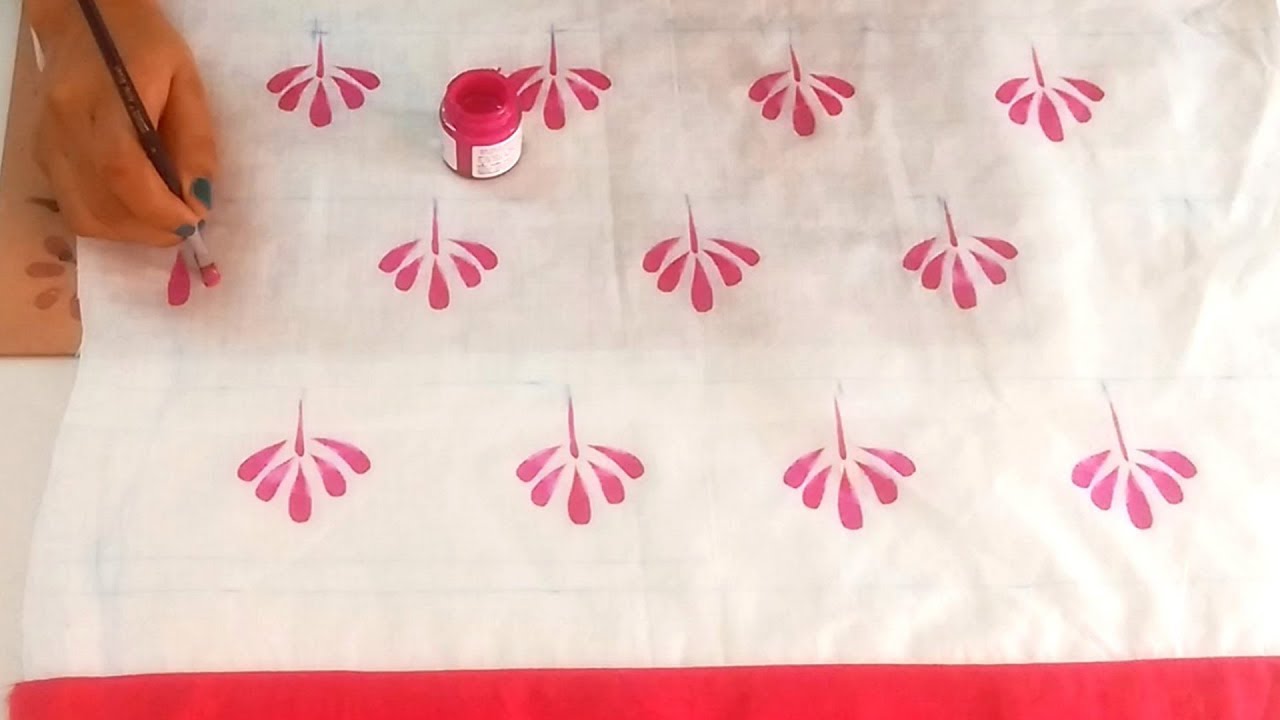 Hand Painted Designer Floral Pattern on TOP/ Kurtis/ Sarees | Fabric Painting Designs