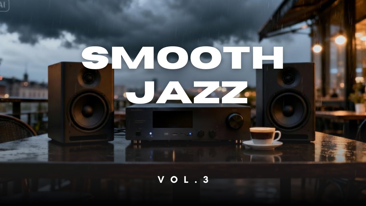 Relaxing Smooth Jazz Cafe at Night | Rain Sounds for Stress Relief & Focus Vol 3