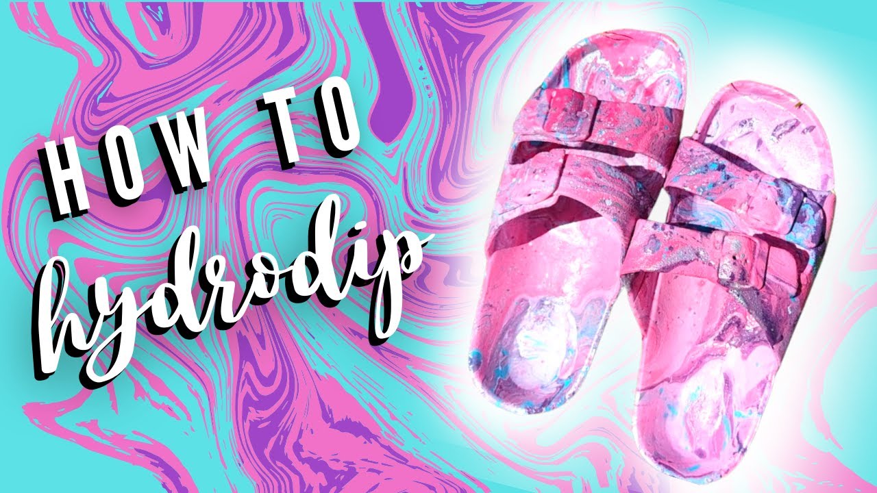 How to Hydro Dip Shoes / The Art of Hydro Dipping / Cool Hydro Dipped Sandals / Trippy Marble Effect