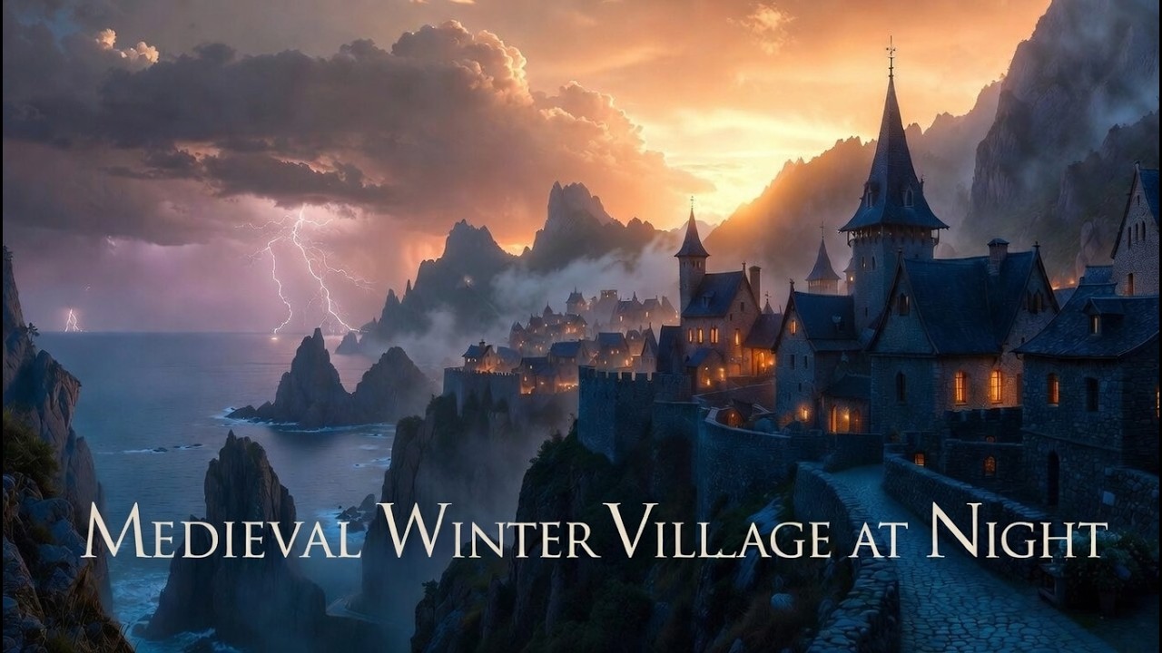 Cozy Medieval Night ❄️ | 10 Hours Sleep Ambient Village Life