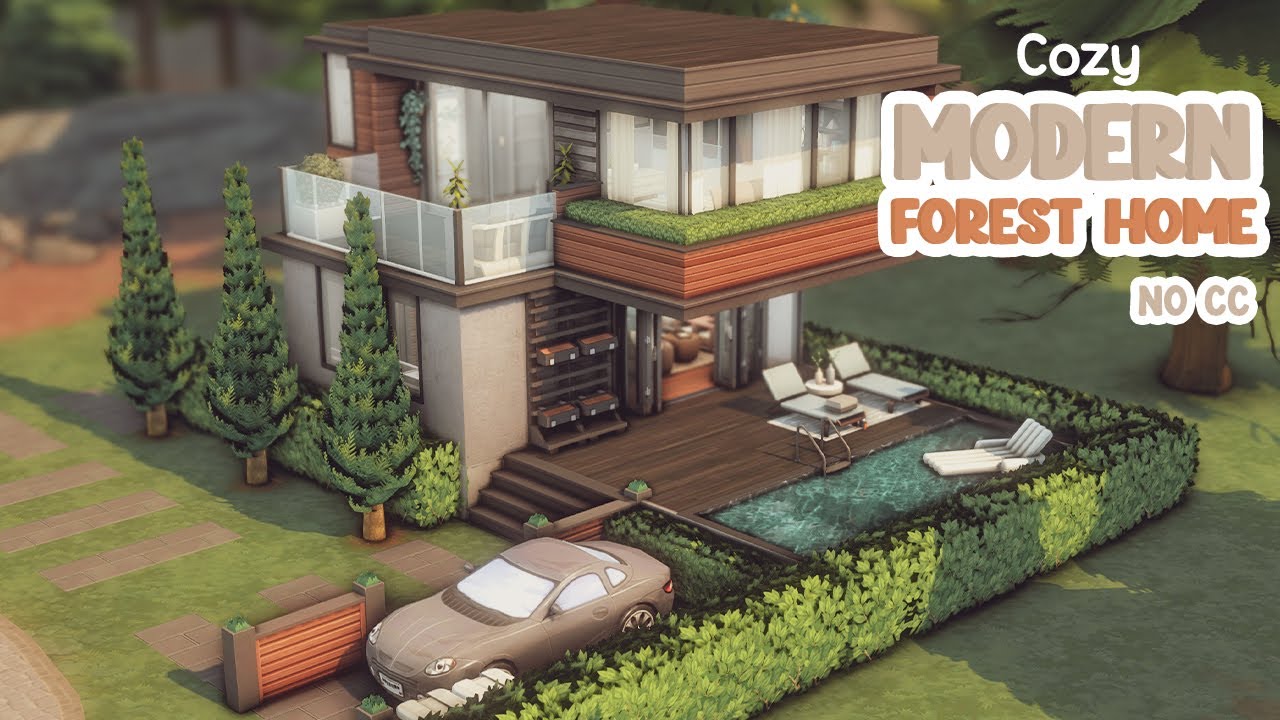 Cozy Modern Forest Home 🌿 Sims 4 Speed Build