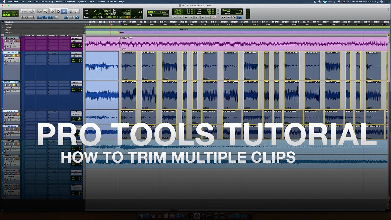 Pro Tools Tutorial - How to Trim Multiple Clips