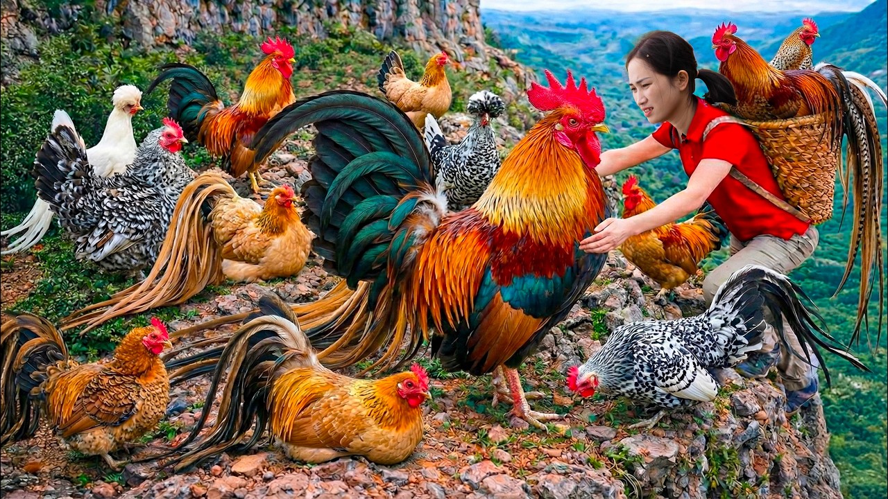 Harvesting Rare Superstar Chicken to sell | Brave Women Hunt Chickens On Treacherous Cliffs.