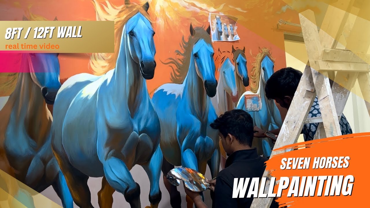 Wall painting / seven horses / easy wall painting / surajit art work 