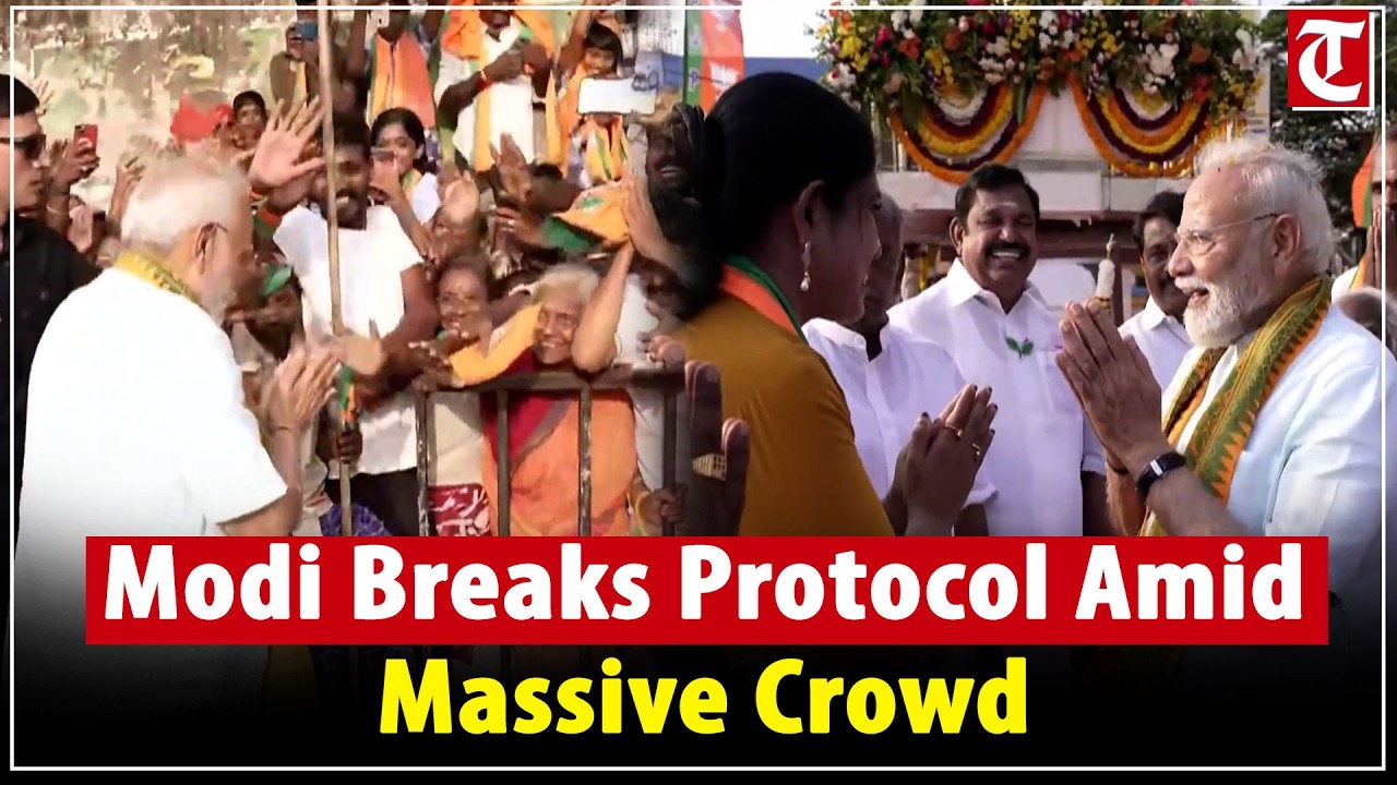 PM Modi breaks protocol amid massive crowd during Kanniyakumari roadshow in Tamil Nadu