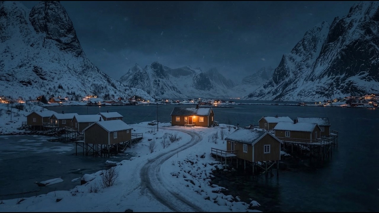 3 Hours of Heavy Blizzard Sounds at a Cozy Winter Village | Snowstorm Ambience for Deep Sleep