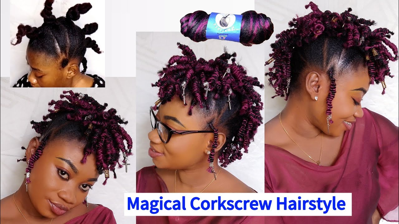 Magical Corkscrew Hairstyle with Brazilian Wool.| Side Slicked. #trending #natural #brazilian