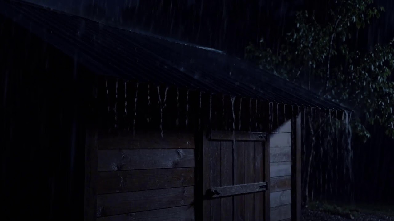 Soothing Night Rain on Metal Roof with Soft Thunder | Calm ASMR for Sleep