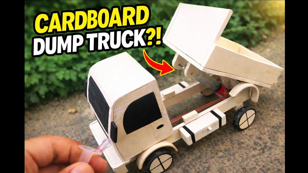 👉 How to Make a WORKING Cardboard Dump Truck | DIY Hydraulic Model || Crafts With Bilal |