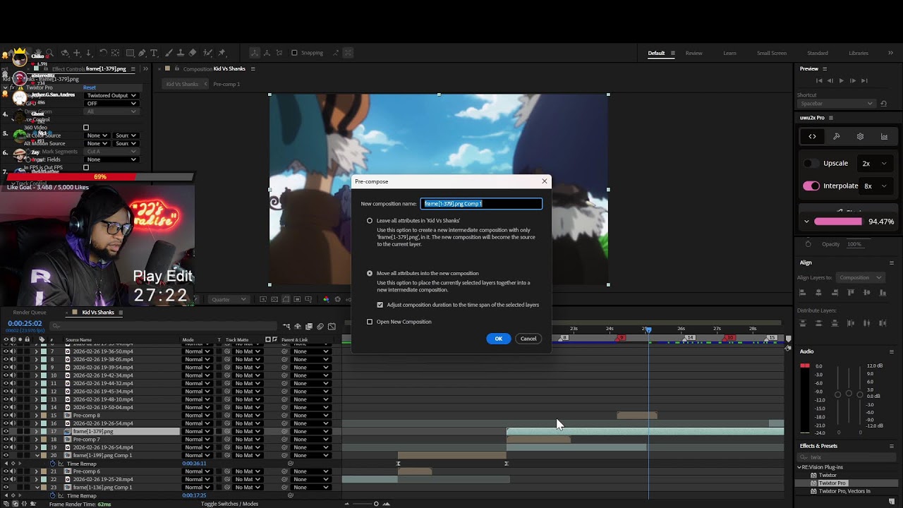 Editing Captain Kid Vs Shanks in Adobe After Effects #4
