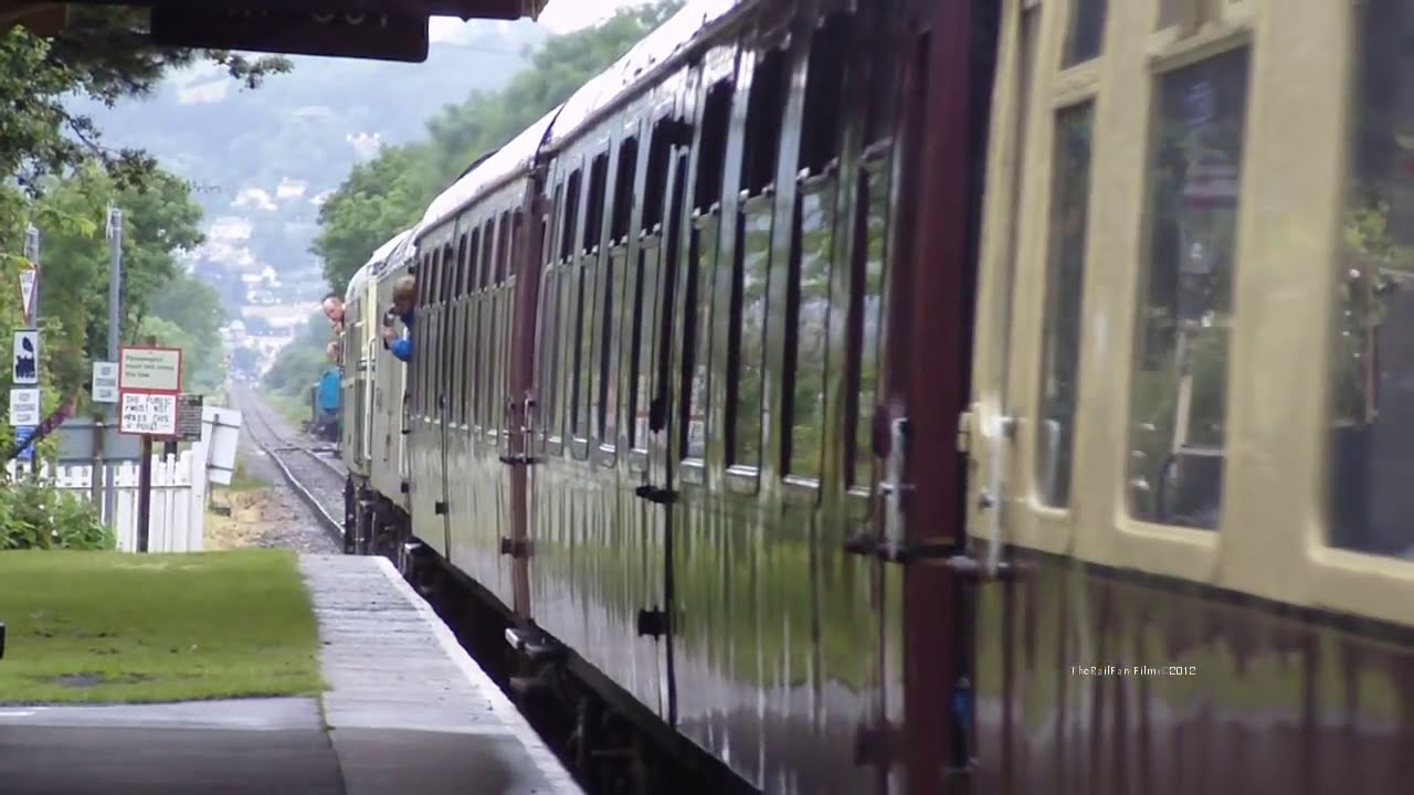 TRAINS AT DUNSTER STATION 7828 & 4160 & D1661  ARRIVE & DEPART ON THE WEST SOMERSET RAILWAY 21/06/12