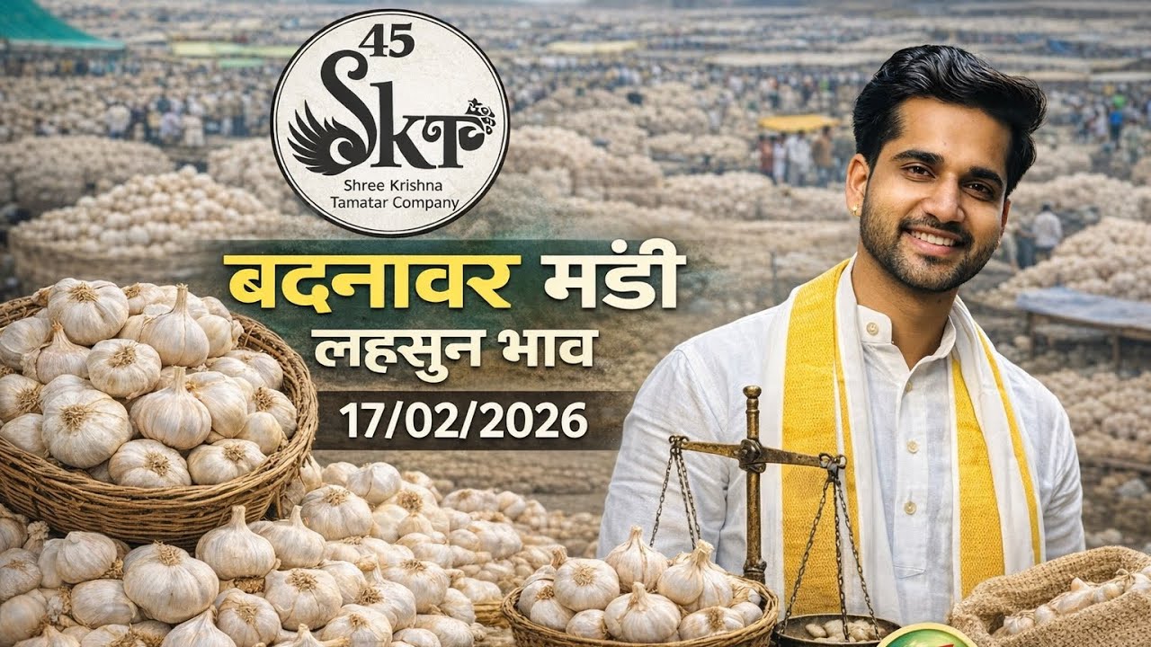 बदनावर मंडी भाव | दिनांक 17 फरवरी 2026| लहसुन भाव | #garlic #daily #badnawarmandibhav #streetfood 