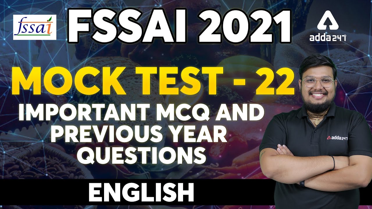 FSSAI Recruitment 2021 | FSSAI English Classes | Mock Test #22 Important MCQs