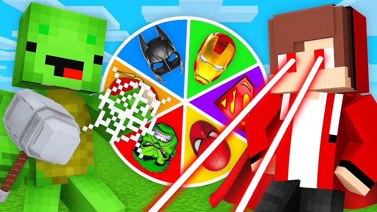 The Roulette of SUPER HERO with JJ and Mikey in Minecraft! - Maizen Challenge