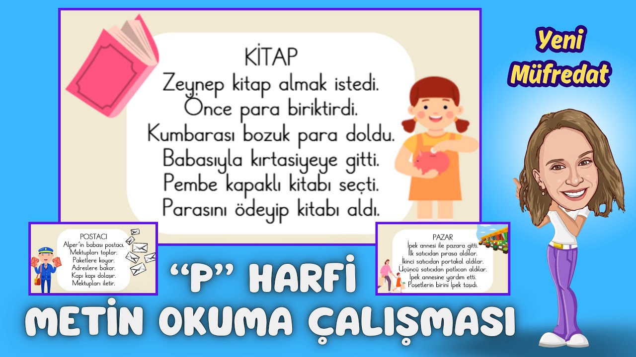 1. Sınıf “p-P” Harfi Metin Okuma Çalışması (3 Farklı Metin) Yeni Müfredat #birincisınıf #okuma