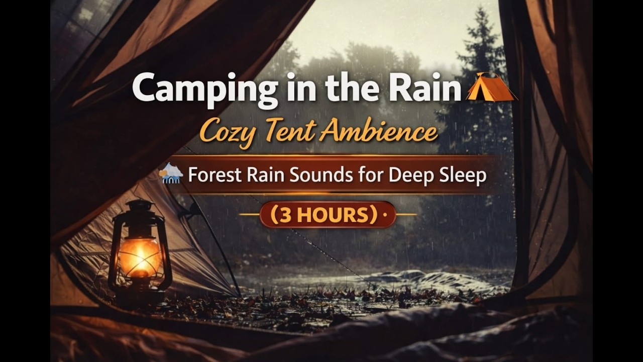 Camping in the Rain ⛺ Cozy Tent Ambience  Forest Rain Sounds for Deep Sleep (3 Hours)