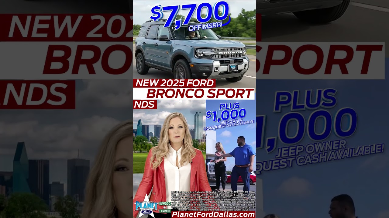 New 2025 Ford Bronco Sport Badlands | $7,700 OFF | $1,000 Jeep Owner Bonus Cash | Dallas Ford Dealer
