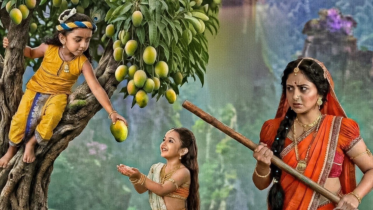कान्हा ने तोड़े राधा के लिए पेड़ पर चढ़ कर चोरी से आम|| Yashomati Maiyaa Ke Nandlala ||