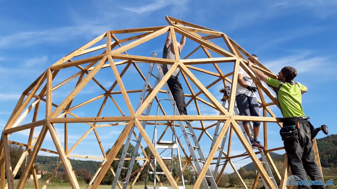 timelapse video zo skladania kupoly 02 - GEODOME v3 - 7/12, 25m2