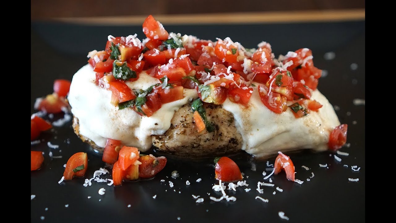 Bruschetta Chicken Breasts Grilled on the Weber Q
